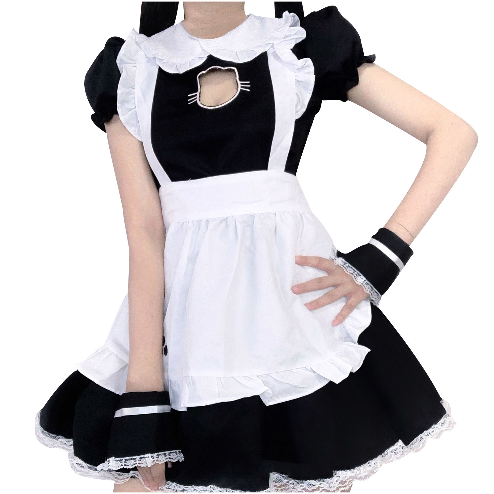 thumbnail image 5 of Vestido de cosplay de sirvienta para mujer - Incluye delantal/tocado - Poliéster - S-XXXXL, 5 of 8